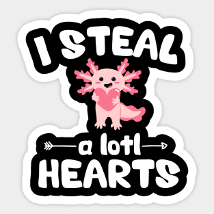 Axolotl Lover Funny Valentines Day Kawaii Anime Steal Hearts Sticker